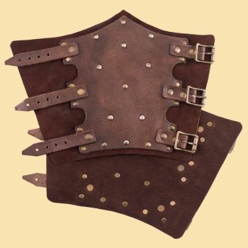 Preview: Armschützer - Leder mit Nieten - Paar - braun