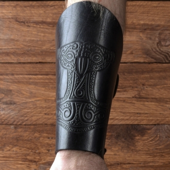 Preview: Armstulpe mit geprägtem Thorshammer - schwarz - Paar