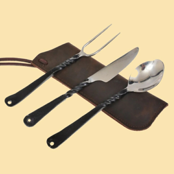 Mittelalterbesteck mit Leder-Etui