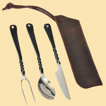 Mittelalterbesteck mit Leder-Etui