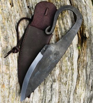Handgeschmiedetes Wikingermesser mit Lederscheide