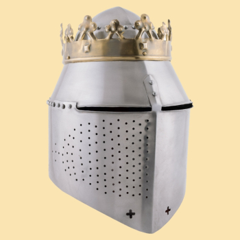 Grosser Königlicher Topfhelm mit Krone, 1,6 mm Stahl
