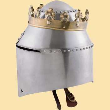 Preview: Grosser Königlicher Topfhelm mit Krone, 1,6 mm Stahl