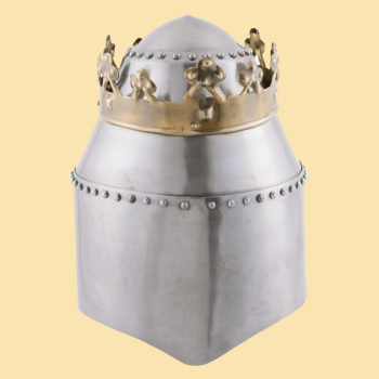 Preview: Grosser Königlicher Topfhelm mit Krone, 1,6 mm Stahl