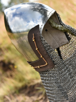 Preview: Beckenhaube mit Kettenbrünne aus Rundringen, 2 mm Stahl - Gr. L