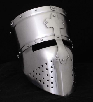 Preview: Kreuzritter Helm, Templerhelm - 1,6 mm Stahl