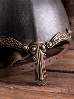 Preview: Nasalhelm mit Keltischen Motiven  -  Stahl  -  mit Antik-Finish