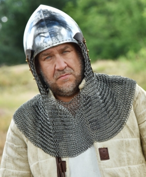 Preview: Beckenhaube mit Kettenbrünne aus Rundringen - 2 mm Stahl - Größe M