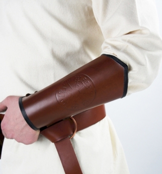 Preview: Lederarmschiene "Ottar" mit Vegvisir-Prägung - Braun