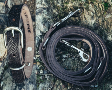 Set Hundeleine "Ferris" + Halsband "Maddox"  -  dunkelbraun