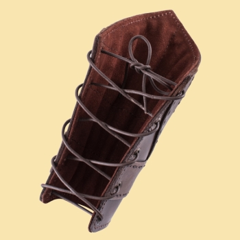 Preview: Gepolsterte Armstulpen aus Leder mit gekreuzten Bändern  -  Paar