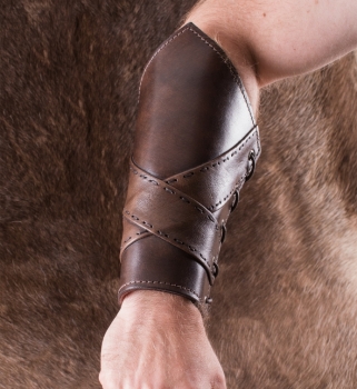 Preview: Gepolsterte Armstulpen aus Leder mit gekreuzten Bändern  -  Paar