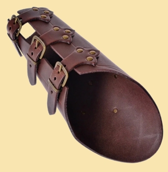 Preview: Armschützer mit Ziernieten "Wikinger"  braun / messing - Größe S