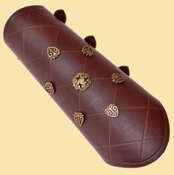 Preview: Armschützer mit Ziernieten "Wikinger" braun / messing - Größe M