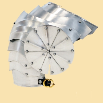 Preview: Gotischer Schulterschutz mit Schwebescheiben - 15. Jh. - 1,5 mm Stahl - Paar