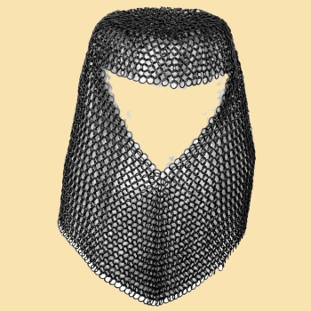 Kettenhemd mit Haube - aus schwarzen Ringen