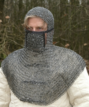 Preview: Kettenhaube mit quadratischem Mundschutz -  ID8mm - Rundring - vernietet