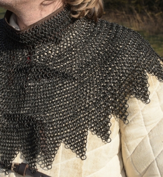 Preview: Bischofskragen - Kettenkragen mit Lederriemen und Schnallen - brüniert