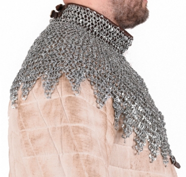 Preview: Bischofskragen mit Lederriemen und Schnallen - vernietete Rundringe