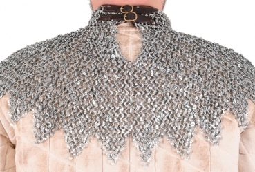 Preview: Bischofskragen mit Lederriemen und Schnallen - vernietete Rundringe