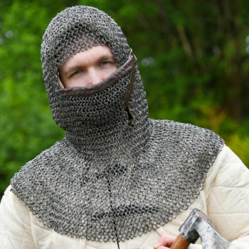 Preview: Kettenhaube mit dreieckigem Mundschutz -  unbehandelt - ID8mm