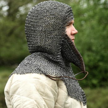 Preview: Kettenhaube mit dreieckigem Mundschutz -  unbehandelt - ID8mm