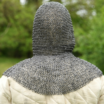 Preview: Kettenhaube mit dreieckigem Mundschutz -  unbehandelt - ID8mm