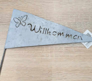 Metallstecker Willkommen