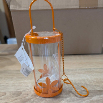 Teelicht-Laterne Blume - orange