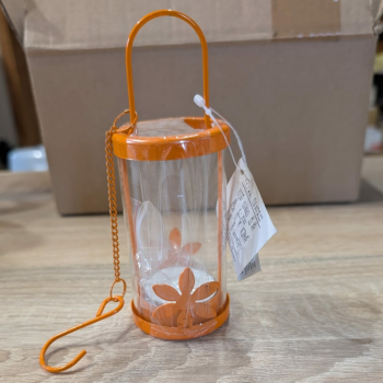Teelicht-Laterne Blume - orange