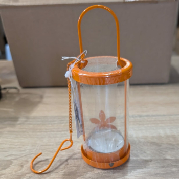 Teelicht-Laterne Blume - orange - 2. Wahl