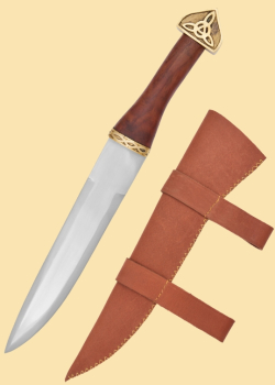 Wikinger-Sax mit brauner Lederscheide und Holzgriff