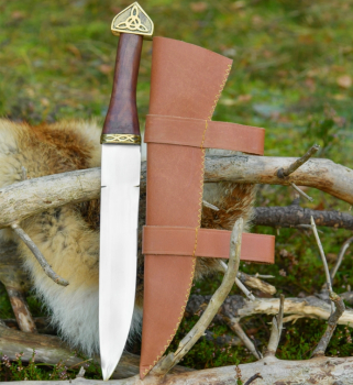 Preview: Wikinger-Sax mit brauner Lederscheide und Holzgriff