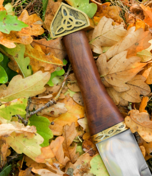 Preview: Wikinger-Sax mit brauner Lederscheide und Holzgriff