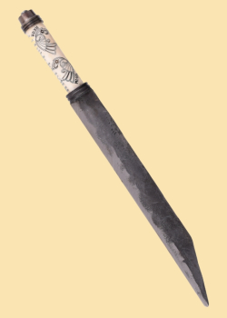 Preview: Wikinger-Langsax, Knochengriff mit nordischen Raben Hugin und Munin