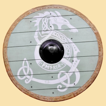 Wikingerschild - Fenrir - mit Rohaut-Umrandung