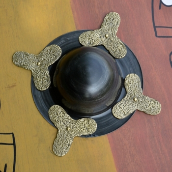 Preview: Wikinger Rundschild  -  Holz  -  mit nordischem Pferdemotiv