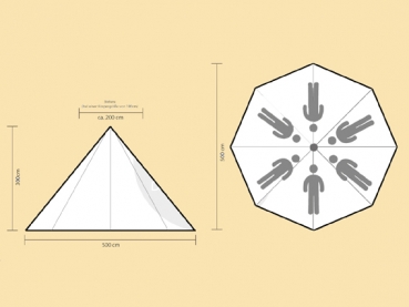 Preview: Einmastzelt Ø 3,50 Meter  - rot/natur