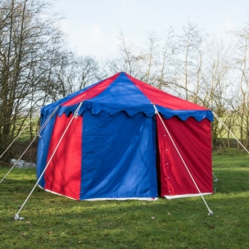 Preview: Ritterzelt Herold - 3 m x 3 m - blau/rot -  komplett
