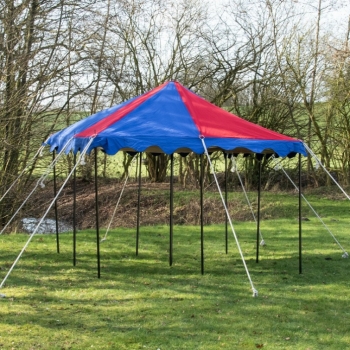 Preview: Ritterzelt Herold - 3 m x 3 m - blau/rot -  komplett