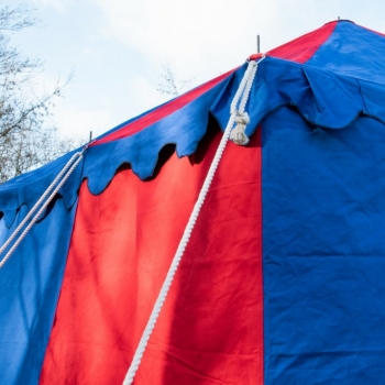 Preview: Ritterzelt Herold - 3 m x 3 m - blau/rot -  komplett