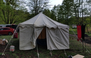 Preview: Ritterzelt Herold, 4 x 4 m - natur - komplett