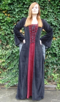 Kleid aus Samt "Circe" - schwarz/rot