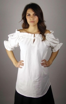 Preview: Mittelalter Kurzarmbluse "Verena"  -  natur