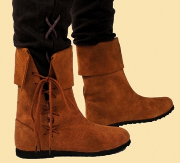 Preview: Stulpenstiefel aus Wildleder "Sigurd"  - Braun