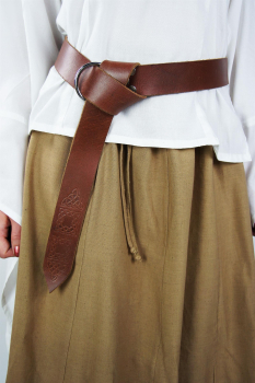 Ringgürtel aus Leder mit keltischem Muster "Kegan"  -  braun