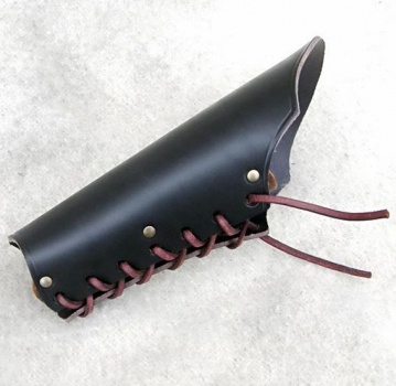 Preview: Leder-Armschützer - fecht - geprägt - schwarz