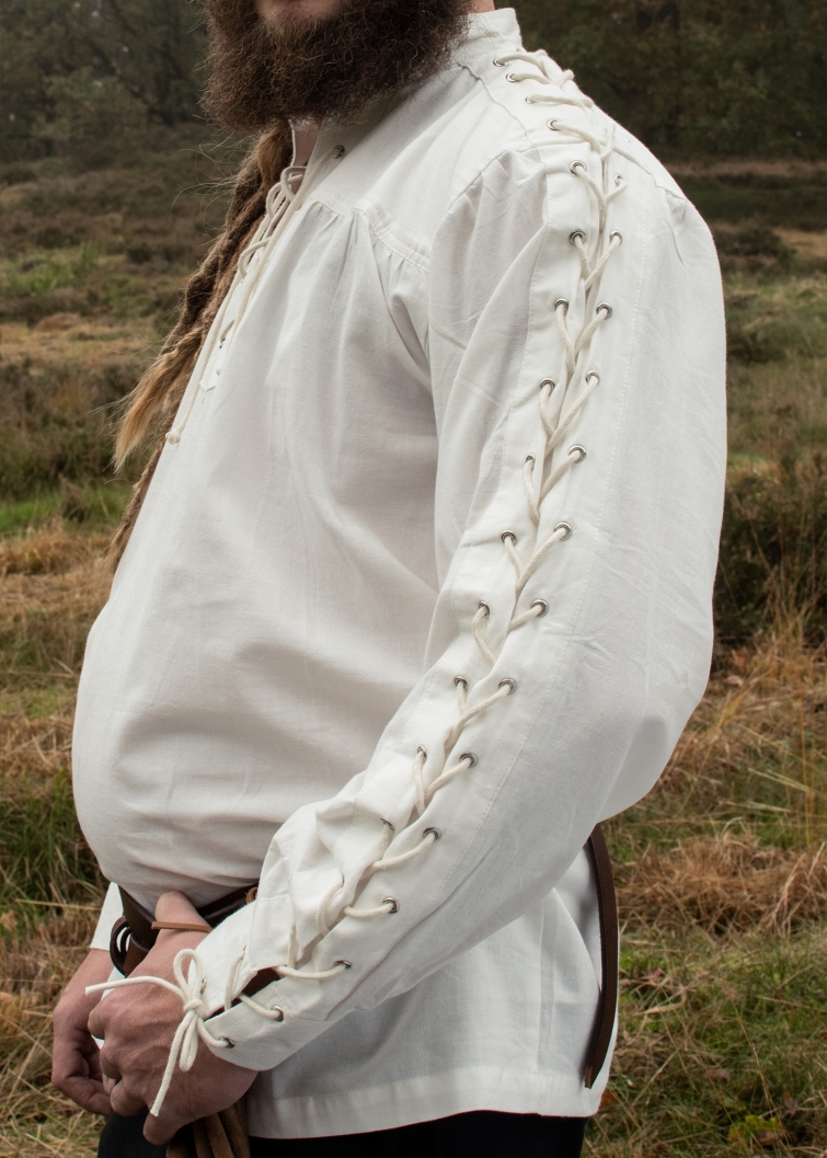 Mittelalter Leinenhemd Herren - Retro Hemd Mit Schnürung Für Viking & Renaissance Kostüme