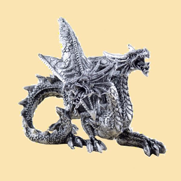 Zweiköpfiger Drache silber-schwarz