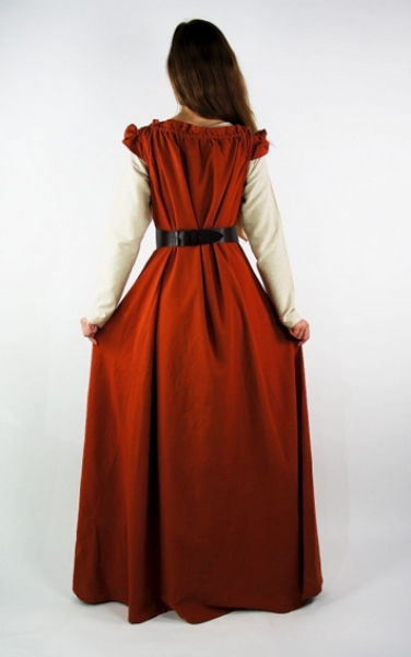 Bodenlanges Kleid mit Schulterrüsche - Clara